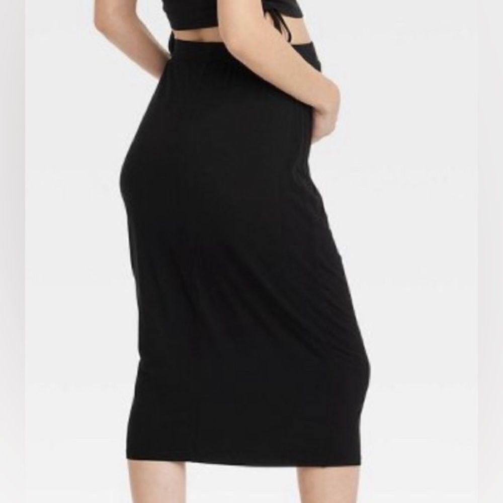 NWT Ingrid + Isabel Maternity Tan Knit Ribbed Pencil Midi Skirt - Size XXL - Picture 6 of 7